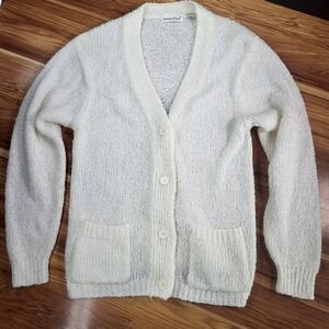 Vintage Carriage Court Cardigan Sweater Womens Medium White‎ Knit Button Classic